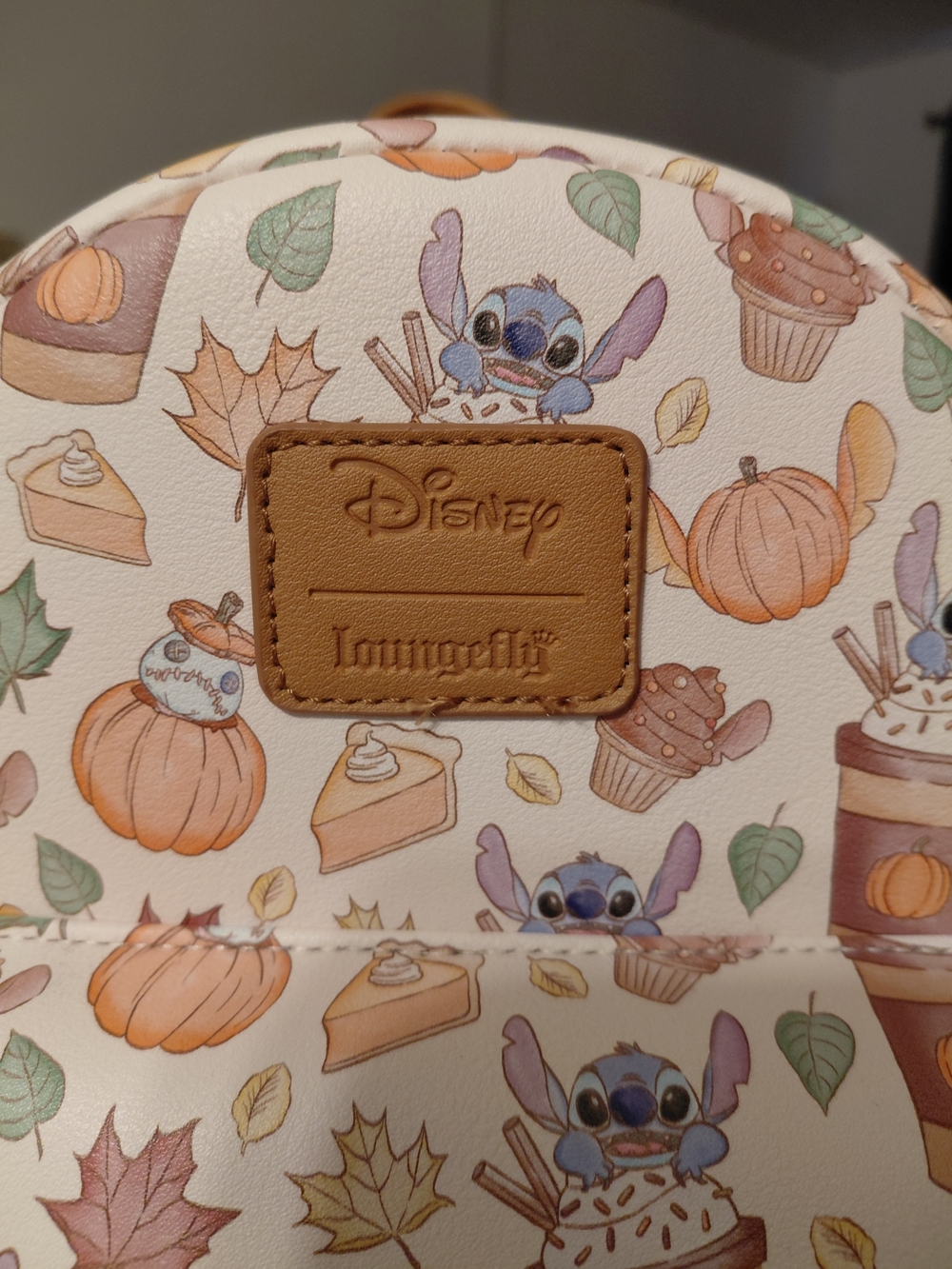 Loungefly Disney Stitch Autumn Pumpkin Mini Backpack - Peach, Orange, Brown - Picture 2 of 4